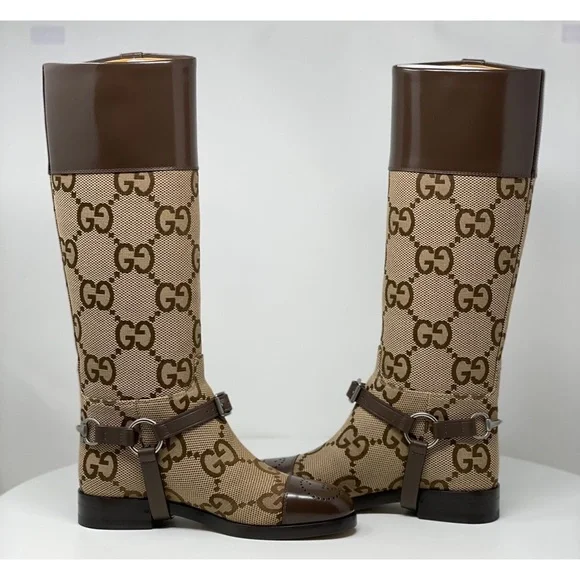 ❗️SOLD OUT ❗️Gucci Knee-high Boots With Harness  Euro size 36.5/ US 6.5 Brown - Picture 4 of 17